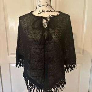Energie Black Tassel Poncho